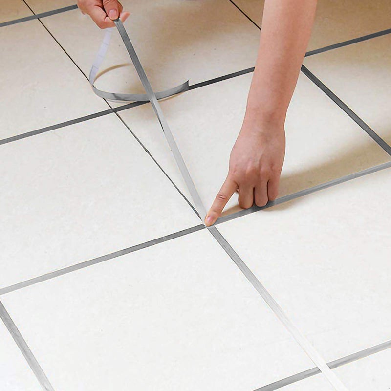 Eanpet 0.4 Inch x 166 Ft Tile Stickers Decorative Floor Wall Sticker Foil Line Peel and Stick Adhesive Waterproof Gap Cover for Kitchen Bathroom Living Room Bedroom (1pc Roll) Silver - Image 1